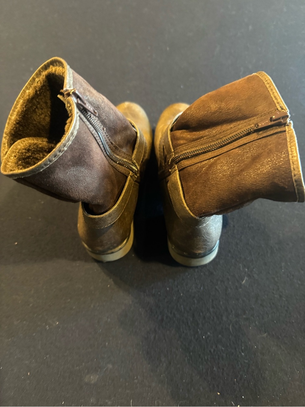 BareTraps Brown Leather & Faux Fur Suede Ankle Boots Sz 6 - Picture 4 of 14